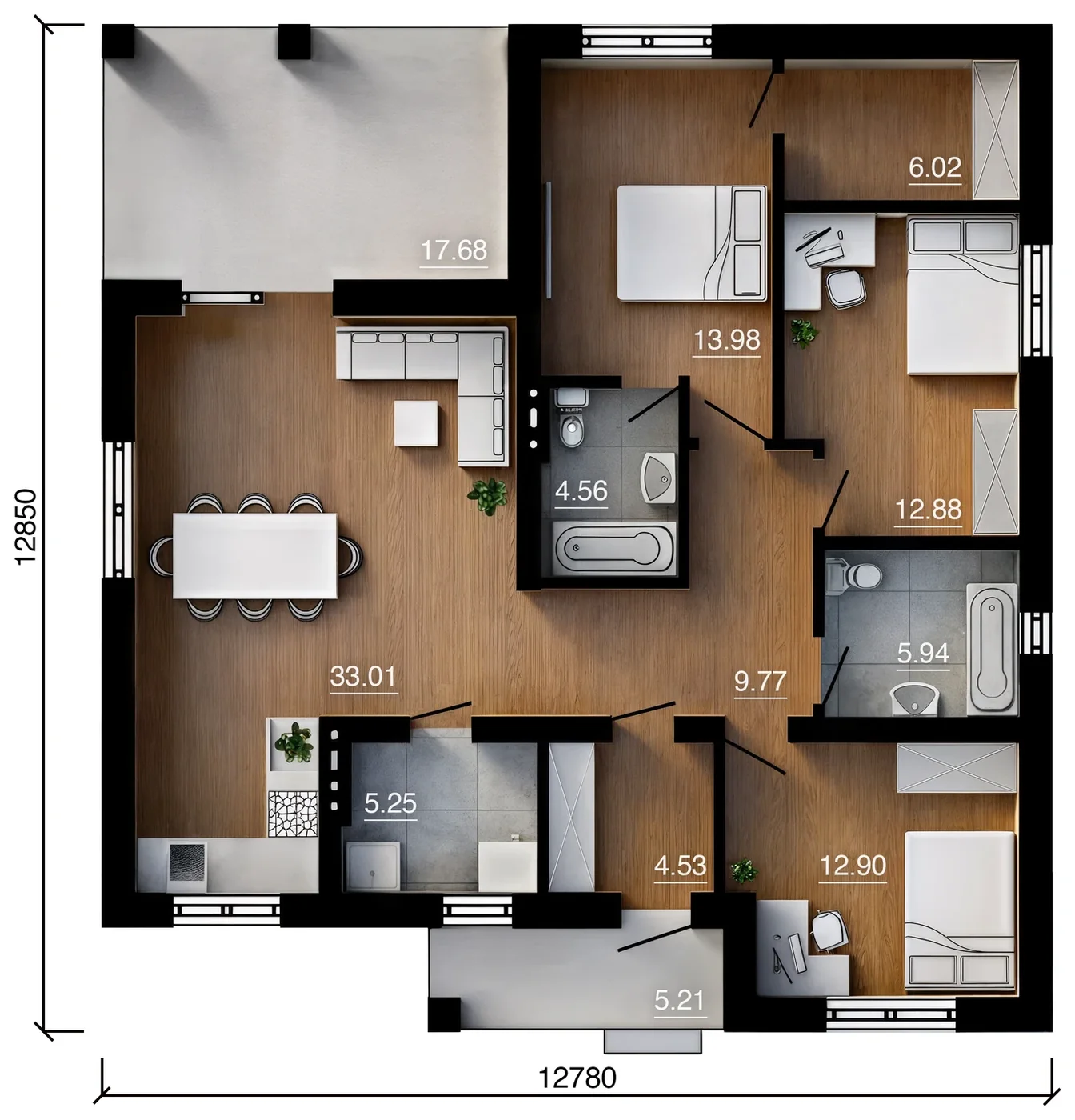 Планировка Проект DS-116 площадью 116 м²
