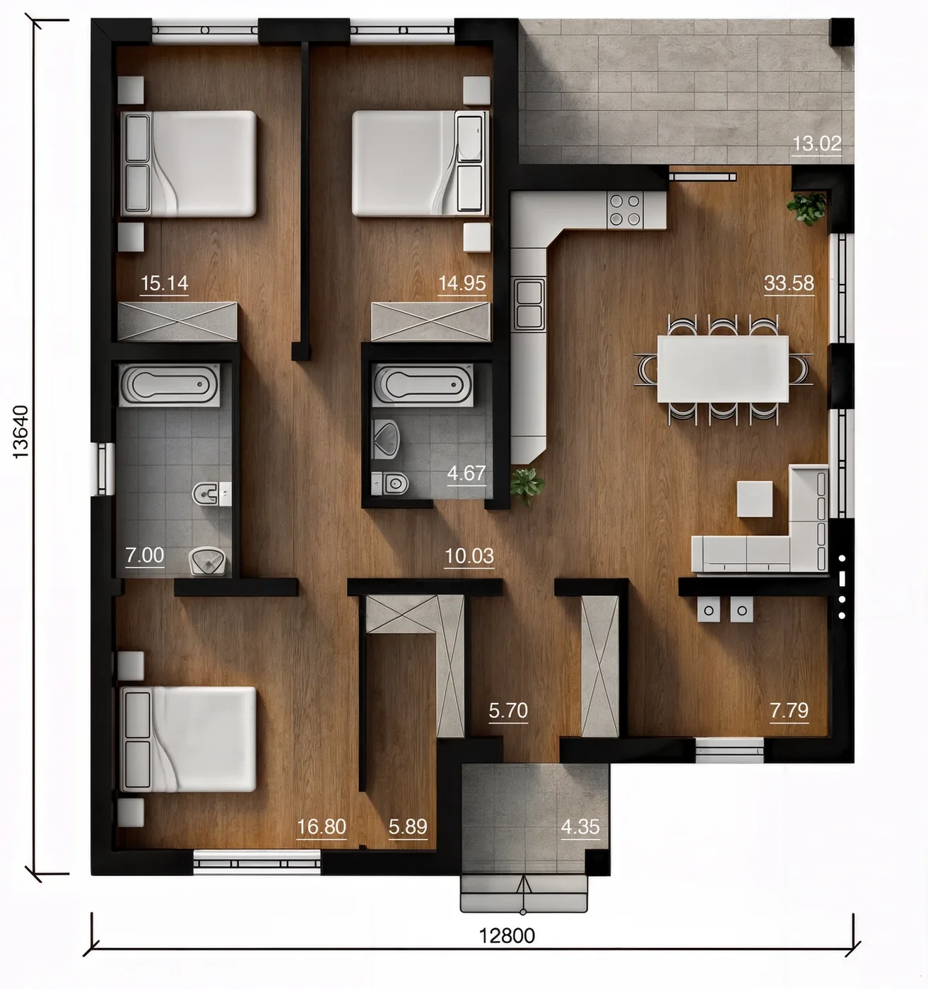 Планировка Проект DS-130 площадью 130 м²