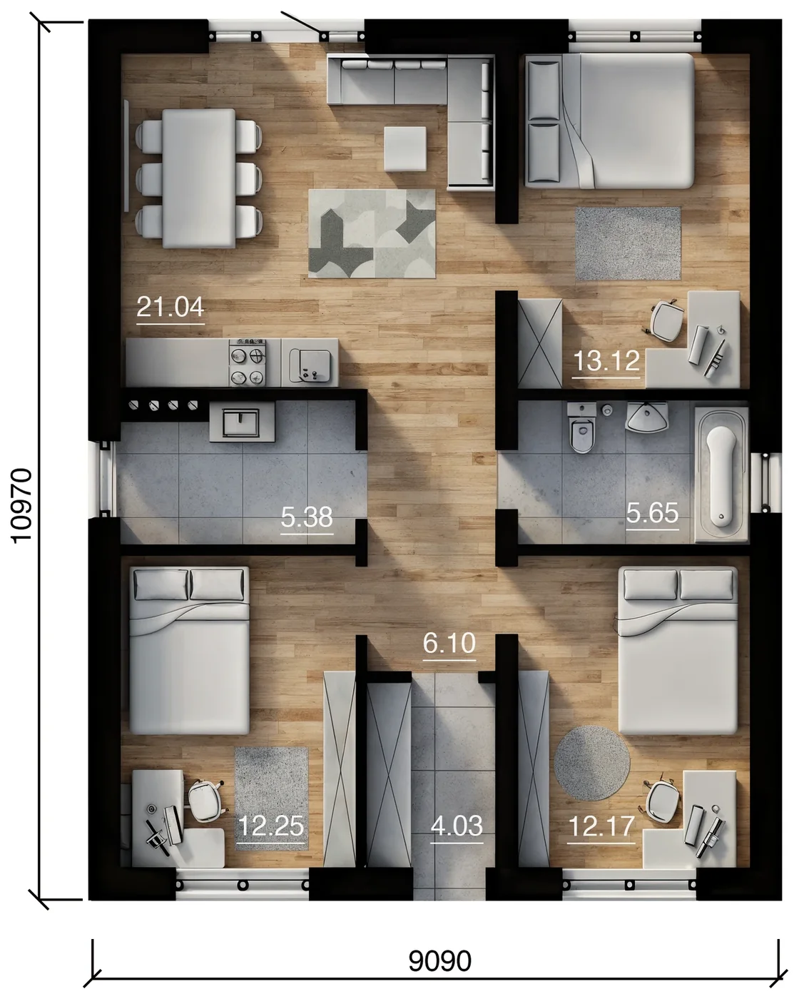Планировка Проект DS-85 площадью 85 м²
